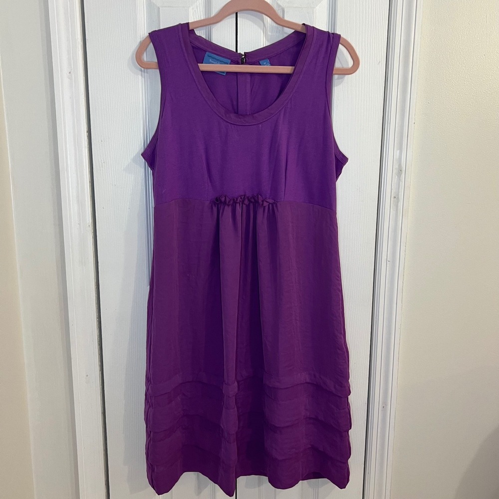 Simply Vera‎ Vera Wang Purple Dress Tiered Sleeveless Casual Size L